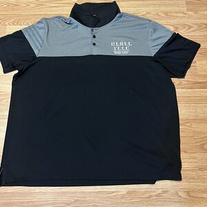 Adidas Black & Gray Golf Shirt w/ Rebel Yell Kentucky Bourbon Logo - Size 2XL